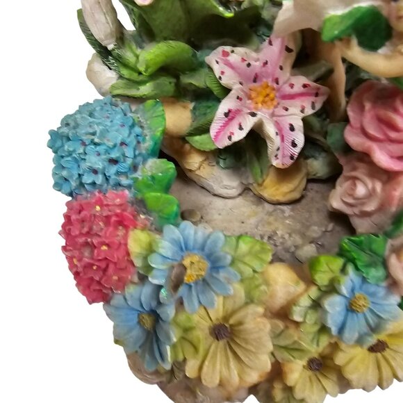 Whimsical Musical Fairy & Flower Garden 8" Resin Figurine Music Box - Picture 5 of 11
